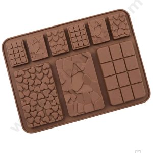 Cake Decor 9 Cavity Multi Shapes Bar Silicone Chocolate Mold ( SBCM-714)