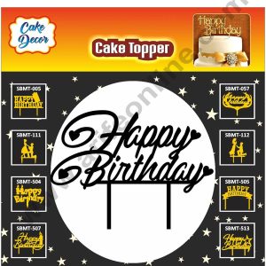 Cake Decor Acrylic Finishing Black Cake Topper Happy Birthday with Small Heart