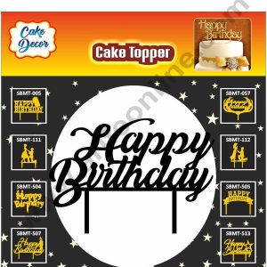 Cake Decor Acrylic Finishing Black Cake Topper Happy Birthday