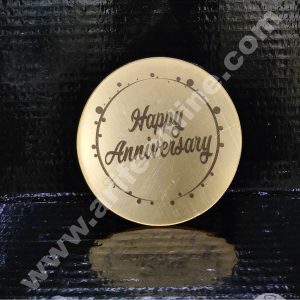 Cake Decor Acrylic Happy Anniversary Coin Topper for Cake and Cupcakes ( SBMT-Coin-013 )