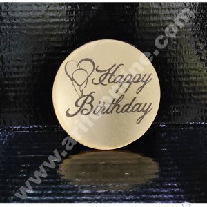 Cake Decor Acrylic Happy Birthday Coin Topper for Cake and Cupcakes ( SBMT-Coin-001 )