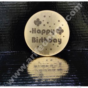 Cake Decor Acrylic Happy Birthday Coin Topper for Cake and Cupcakes ( SBMT-Coin-002 )