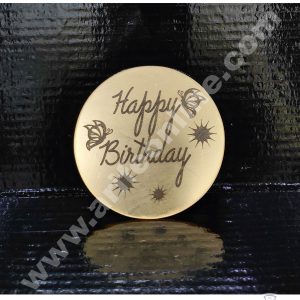 Cake Decor Acrylic Happy Birthday Coin Topper for Cake and Cupcakes ( SBMT-Coin-003 )
