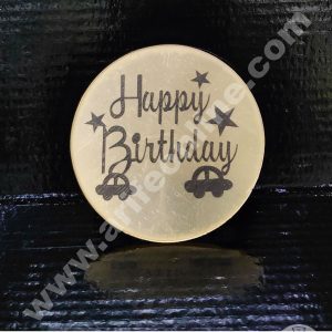 Cake Decor Acrylic Happy Birthday Coin Topper for Cake and Cupcakes ( SBMT-Coin-004 )
