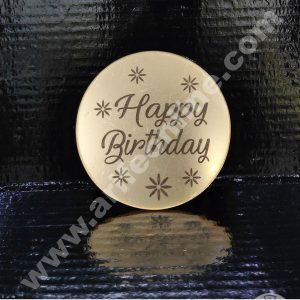Cake Decor Acrylic Happy Birthday Coin Topper for Cake and Cupcakes ( SBMT-Coin-006 )