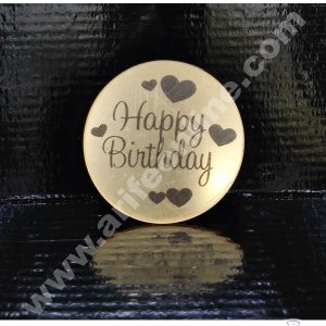 Cake Decor Acrylic Happy Birthday Coin Topper for Cake and Cupcakes ( SBMT-Coin-007 )