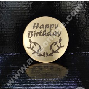 Cake Decor Acrylic Happy Birthday Coin Topper for Cake and Cupcakes ( SBMT-Coin-009 )