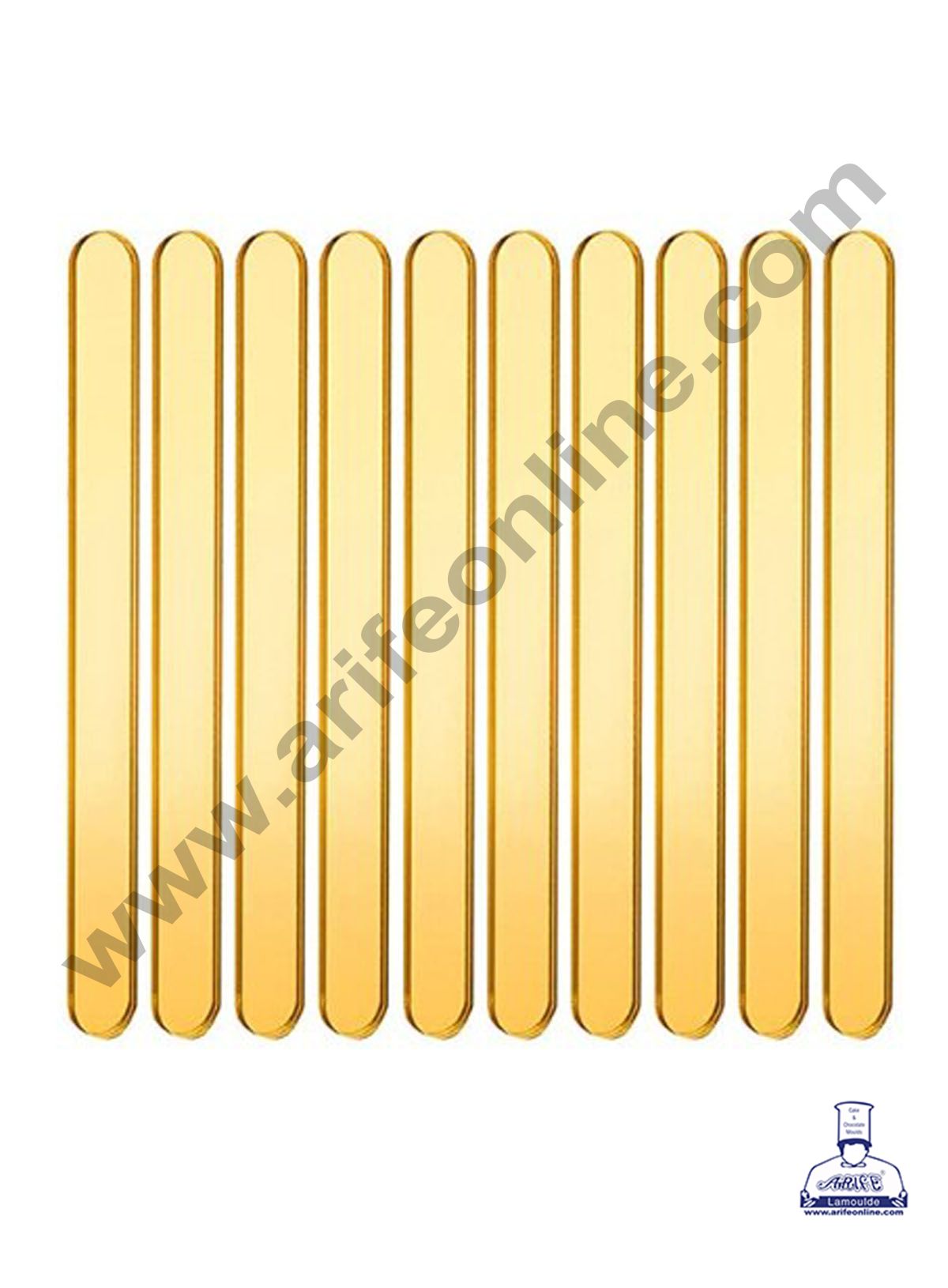 Cake Decor Acrylic Ice Cream Sticks For Cakesicle Popsicle and Candy - Golden ( 10pcs )