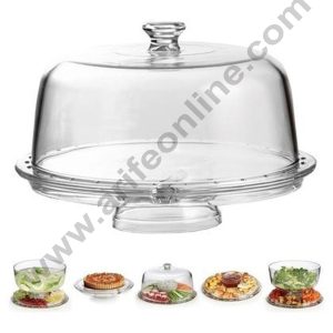 Cake Decor Amazing Cake Stand Multifunctional Cake and Salad Server with 5 Compartment Tray or Center Dip Bowl Round