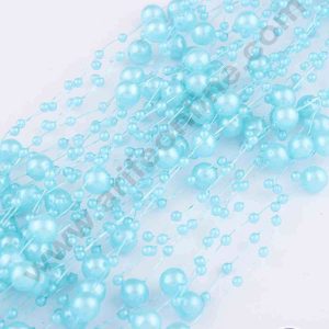 Cake Decor™ Blue Artificial Pearls String Beads Chain Garland Flowers Wedding Christmas Party Decoration 3mm 8mm Beads (SBBD-05)
