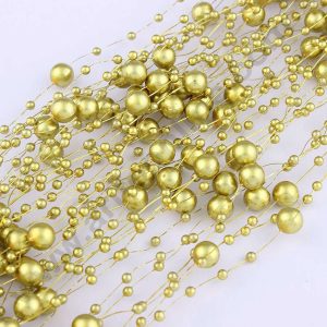 Cake Decor™ Golden Artificial Pearls String Beads Chain Garland Flowers Wedding Christmas Party Decoration 3mm 8mm Beads (SBBD-02)