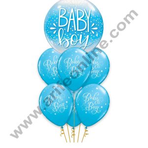 Cake Decor Baby Boy Theme Balloons Set ( Pack of 7 Pcs )