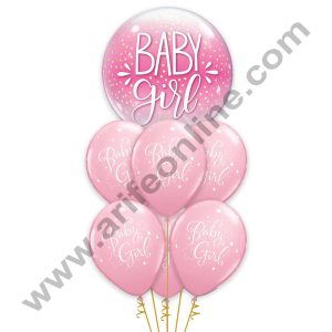 Cake Decor Baby Girl Theme Balloons Set ( Pack of 7 Pcs )