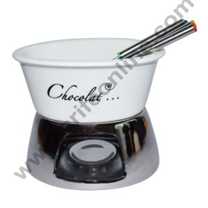 Cake Decor Ceramic Chocolate Fondue Set With Forks 6 Pcs