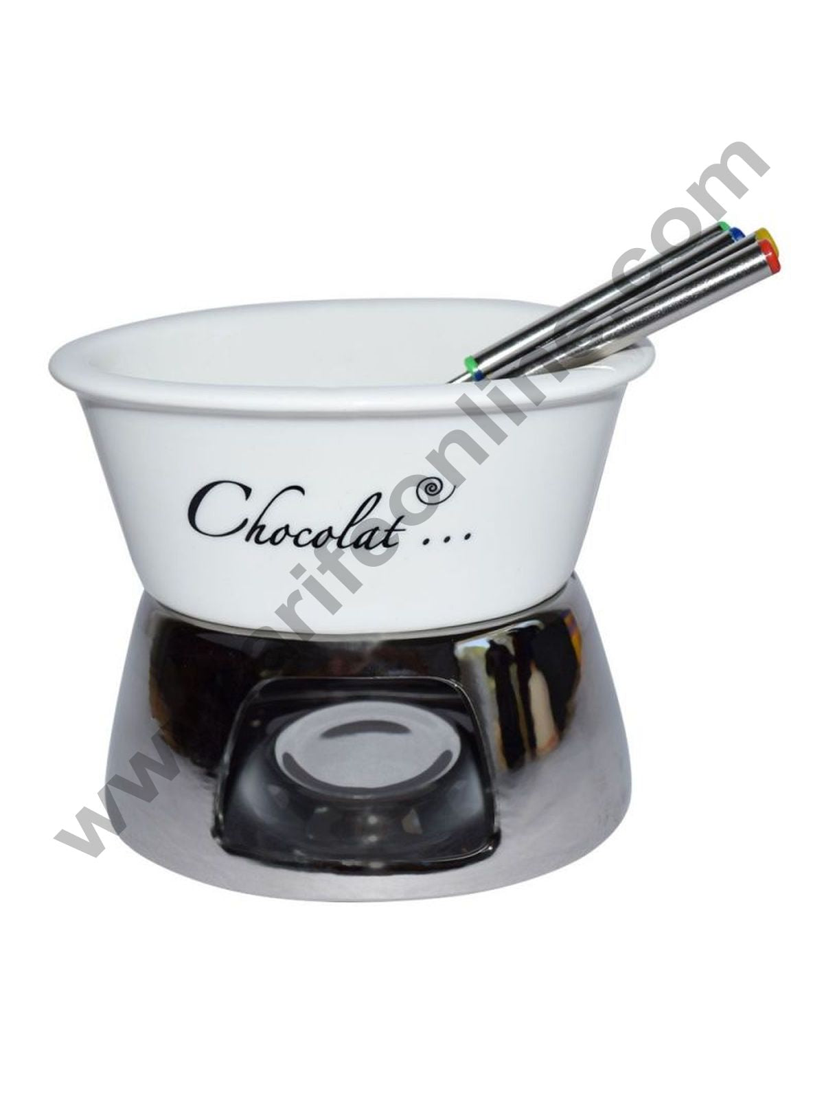 Cake Decor Ceramic Chocolate Fondue Set With Forks 6 Pcs