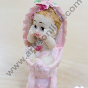 Cake Decor Ceramic Mini Baby Topper for Cake and Cupcake Decoration β Pink Cradle Baby Girl