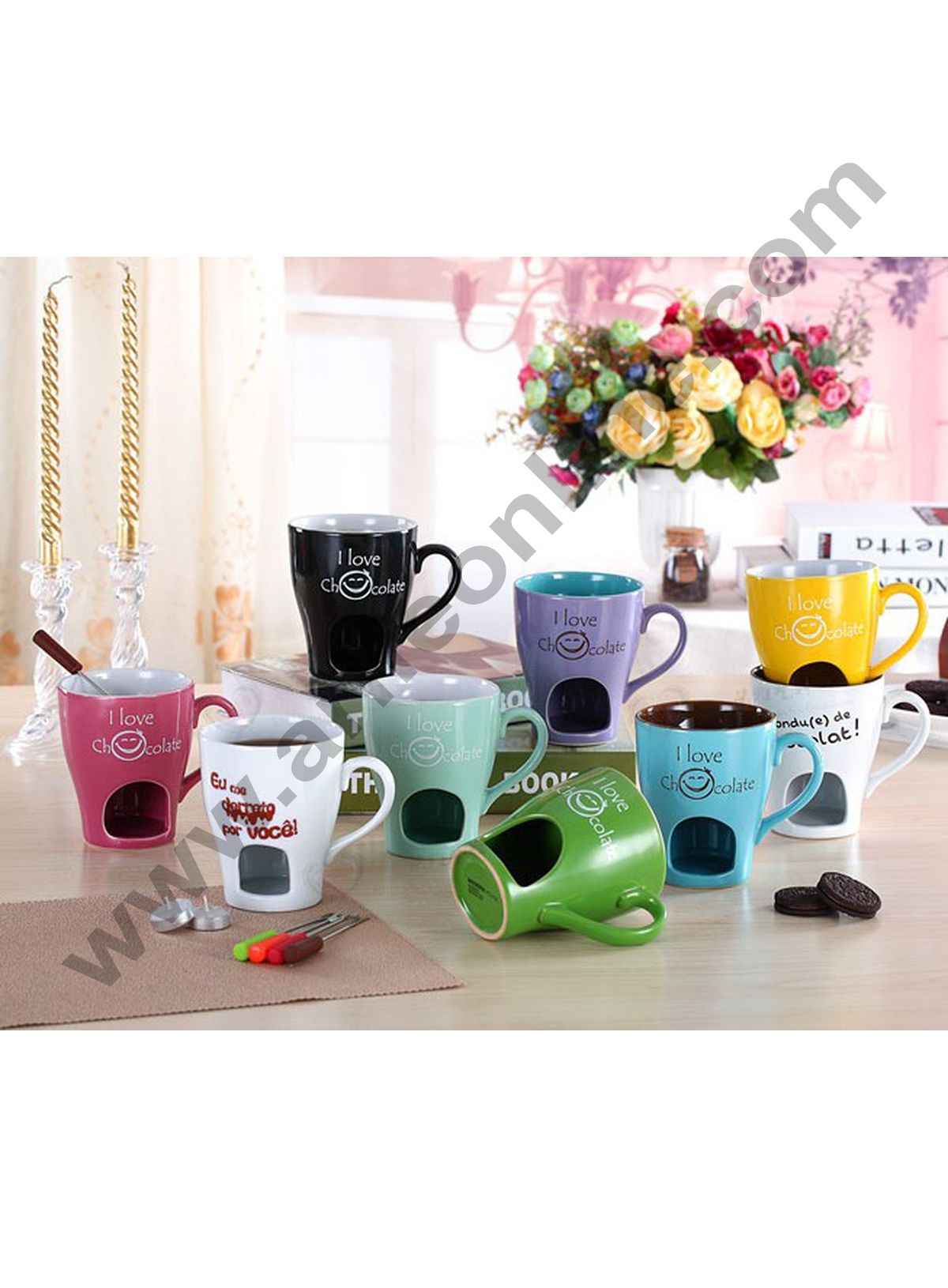 Cake Decor Chocolate Fondue Set Ceramic - Mug Shape 1 Pc