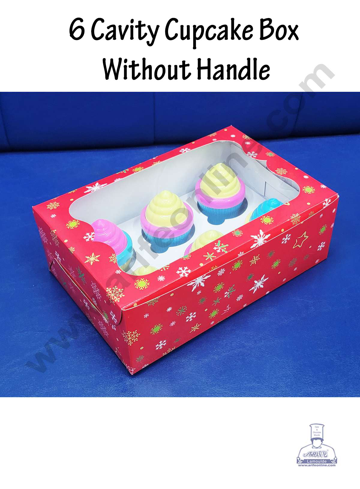 CAKE DECORβ’ Christmas Theme 6 Cavity Cupcake Boxes Clear Window Without Handle, Cupcake Carriers β Christmas Theme 4 ( 10 Pcs Pack )