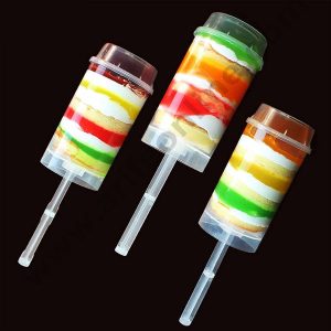 Cake Decor Clear Push-Up Cake Pop Shooter Push Pops Plastic Containers with Lids & Sticks, Pack of 6