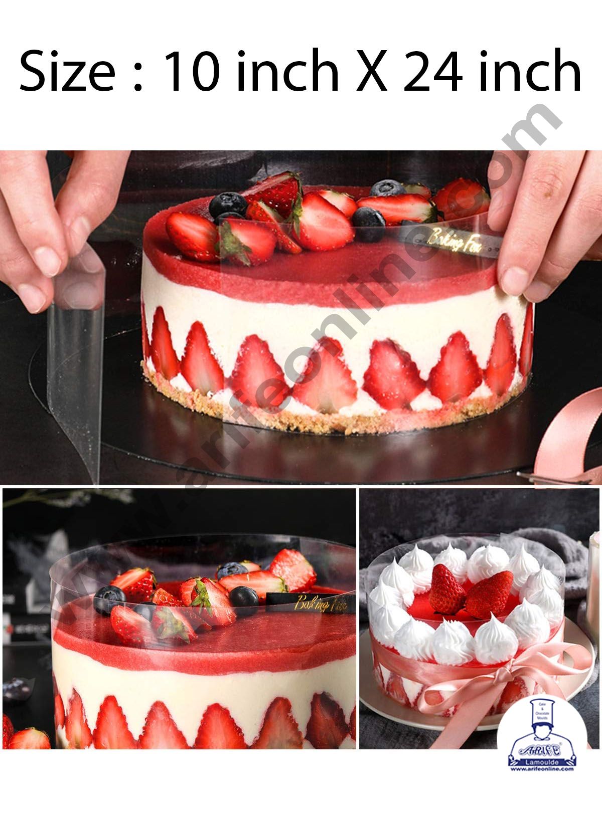 Cake Decor Collars Acetate Sheet Clear Cake Pull Me Cake Strips Transparent Chocolate Mousse Collar Surrounding Edge Decorating (24 x 10 Inch)