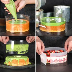 Cake Decor Collars Acetate Sheet Clear Cake Strips Transparent Chocolate Mousse Collar Surrounding Edge Decorating (22 x 5 Inch)