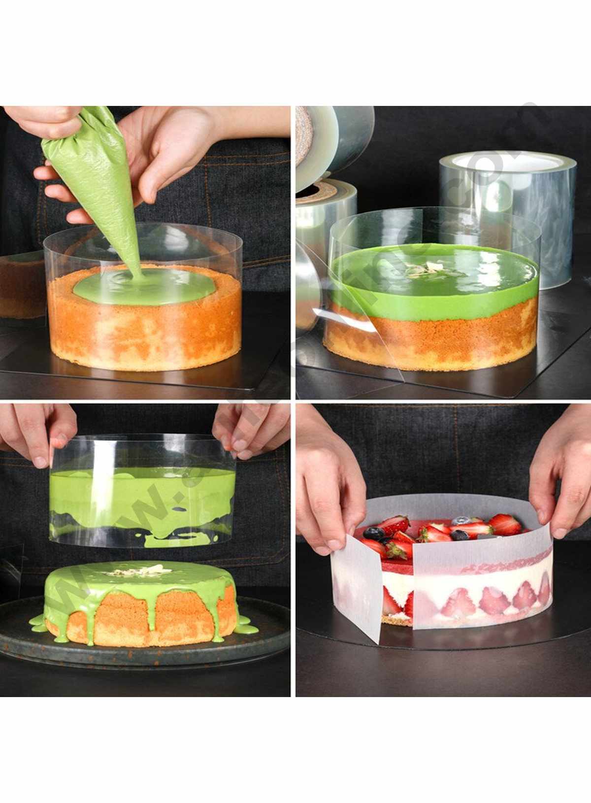 Cake Decor Collars Acetate Sheet Clear Cake Strips Transparent Chocolate Mousse Collar Surrounding Edge Decorating (22 x 5 Inch)
