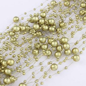 Cake Decor™ Dusty Gold Artificial Pearls String Beads Chain Garland Flowers Wedding Christmas Party Decoration 3mm 8mm Beads (SBBD-04)