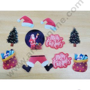 Cake Decor Edible Pre Cut Wafer Paper - Christmas Special Santa Theme - (Set of 10 pcs)