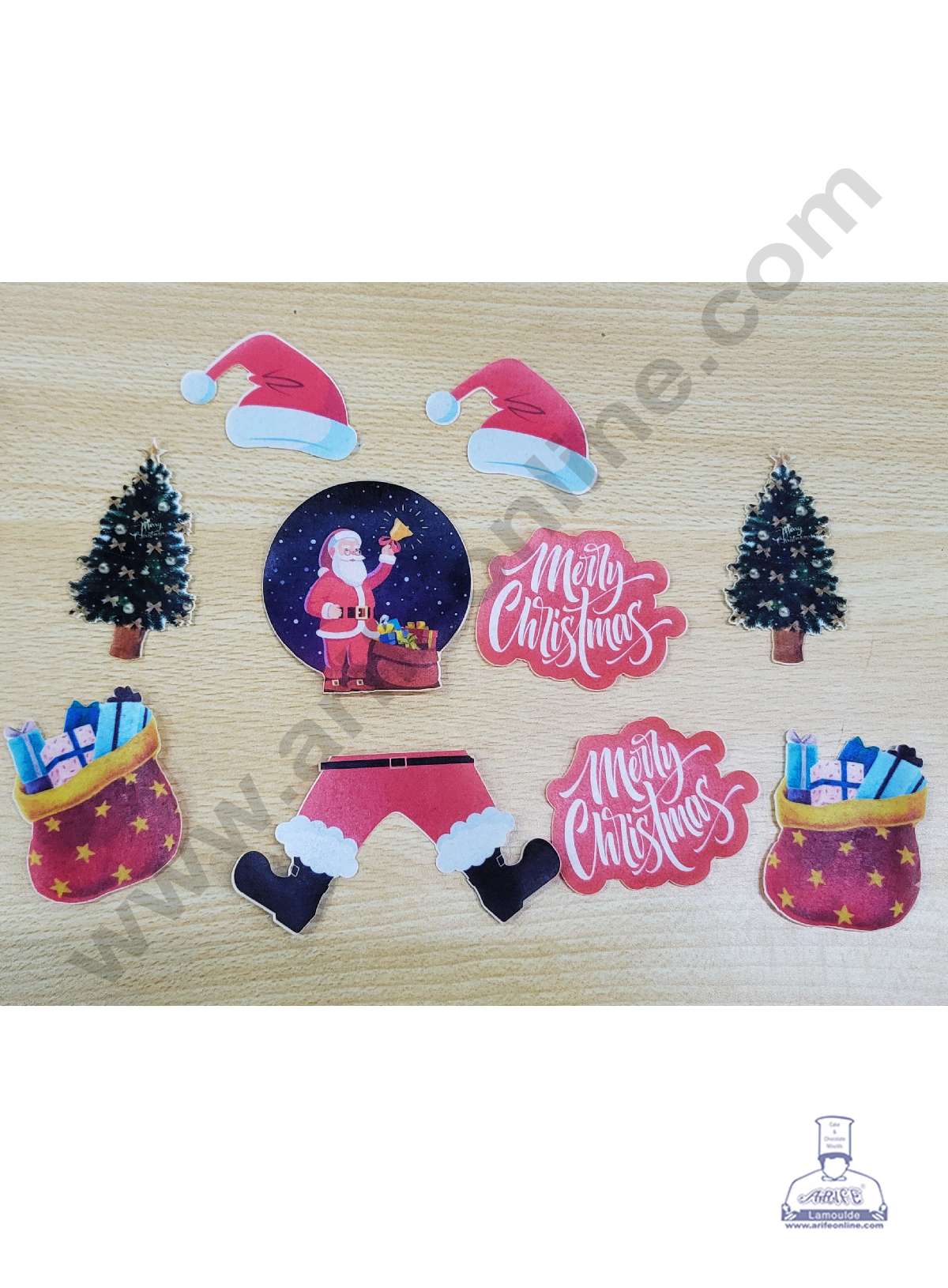 Cake Decor Edible Pre Cut Wafer Paper - Christmas Special Santa Theme - (Set of 10 pcs)