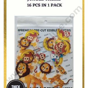 Cake Decor Edible Pre Cut Wafer Paper - Jungle Theme - (Set of 16 pcs)