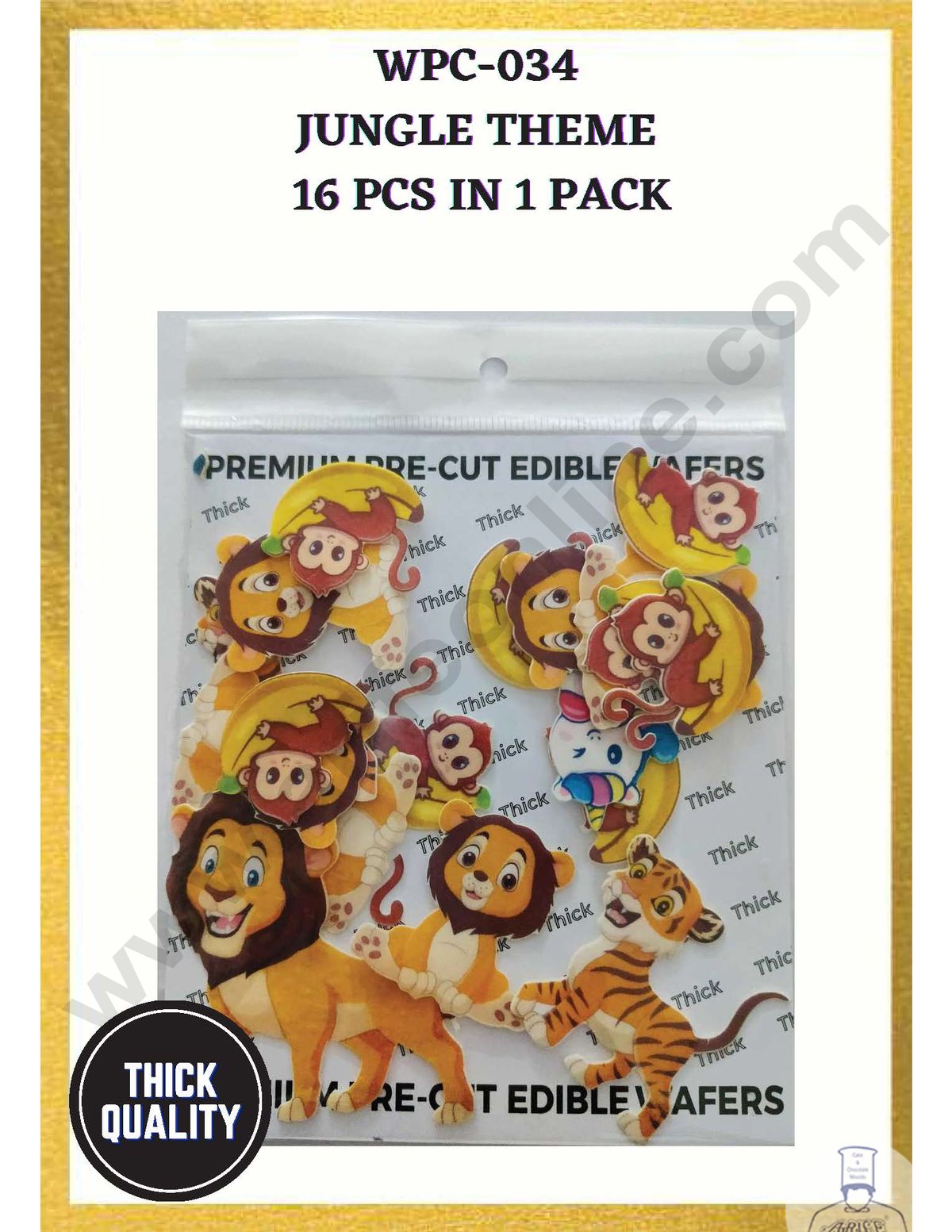 Cake Decor Edible Pre Cut Wafer Paper - Jungle Theme - (Set of 16 pcs)