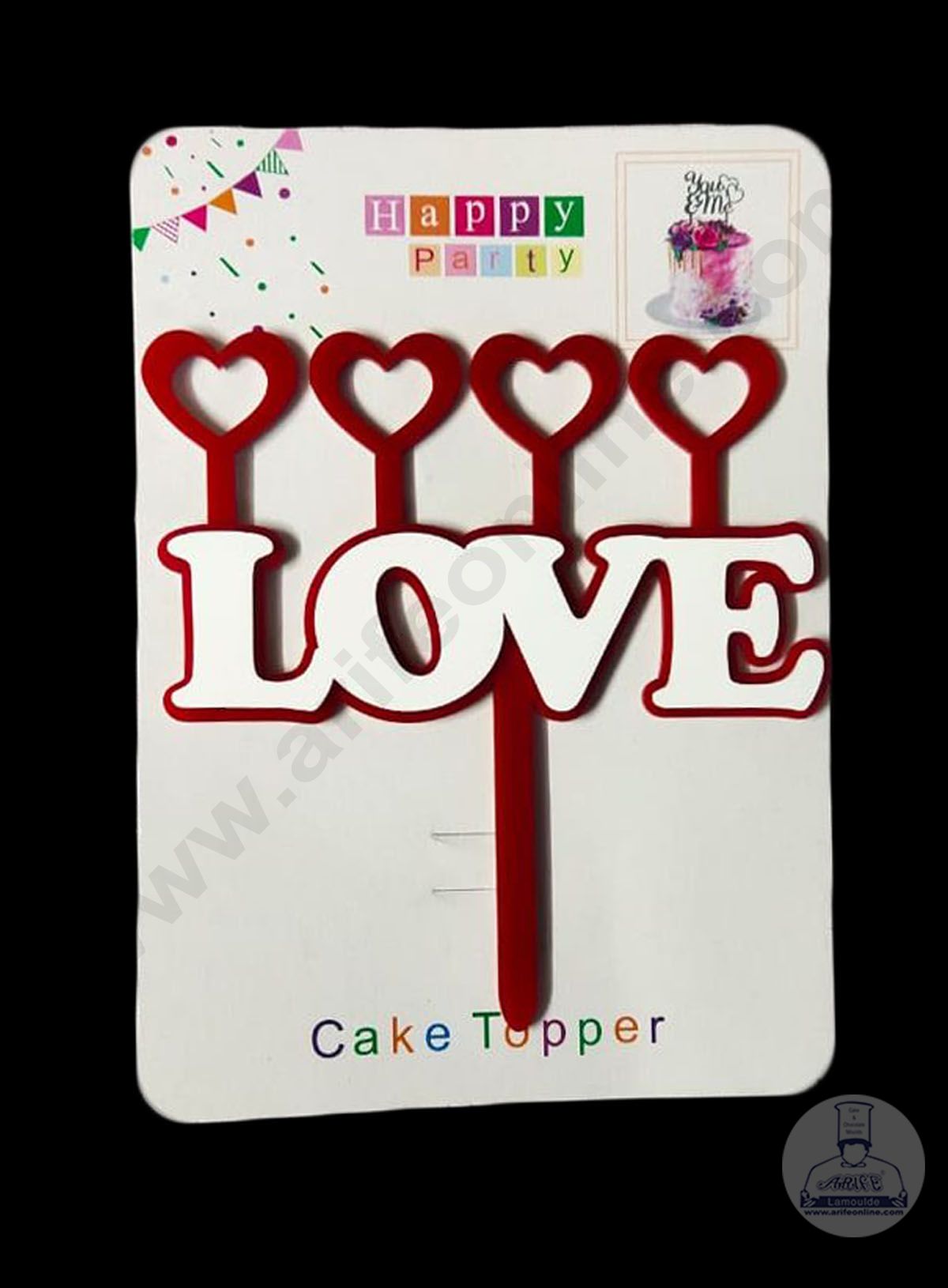 Cake Decor Exclusive Acrylic Cake Topper - Valentine Love Hearts