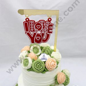 Cake Decor Exclusive Acrylic Hanging Cake Topper - I Love You (Red)