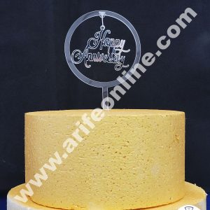 Cake Decor Exclusive Acrylic Hanging Cake Topper - Silver Happy Anniversary Round