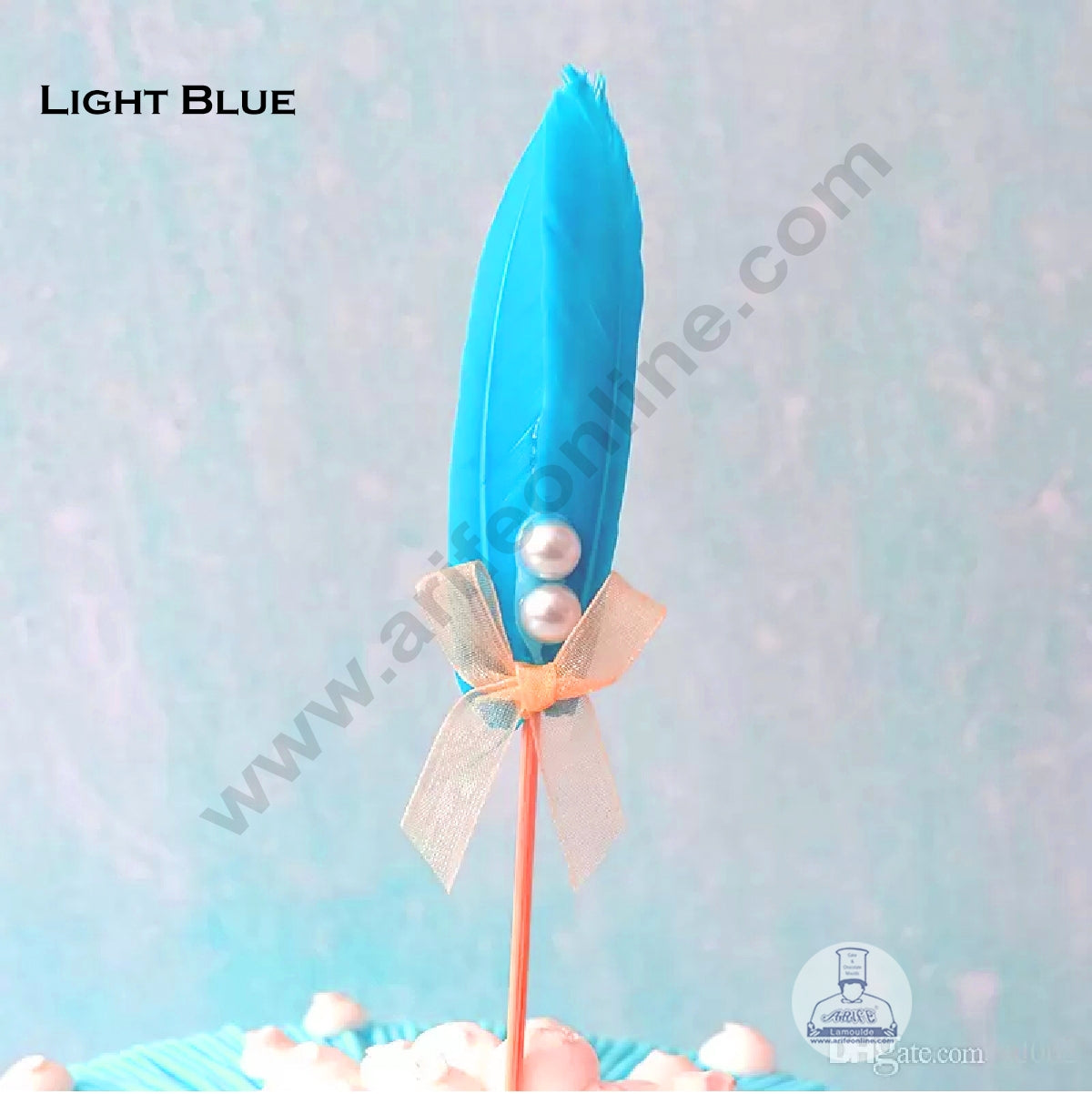 Cake Decor Feather Topper For Cake Decorations - Light Blue ( 1 pc Pack )