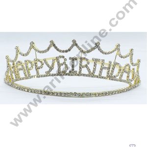 Cake Decor Happy Birthday Diamond Crown For Birthday Cake Decoration Party Wedding Hair Accessories