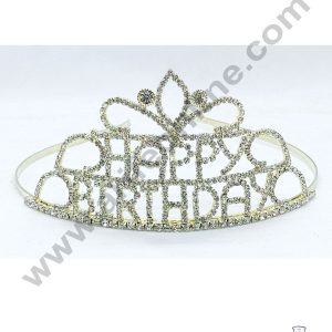 Cake Decor Happy Birthday Diamond Crown For Birthday Cake Decoration Party Wedding Hair Accessories