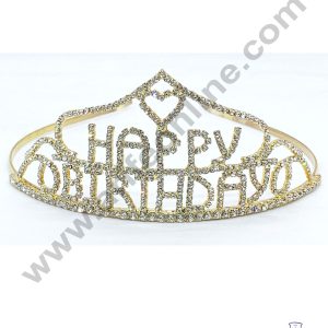 Cake Decor Happy Birthday Diamond Crown For Birthday Cake Decoration Party Wedding Hair Accessories
