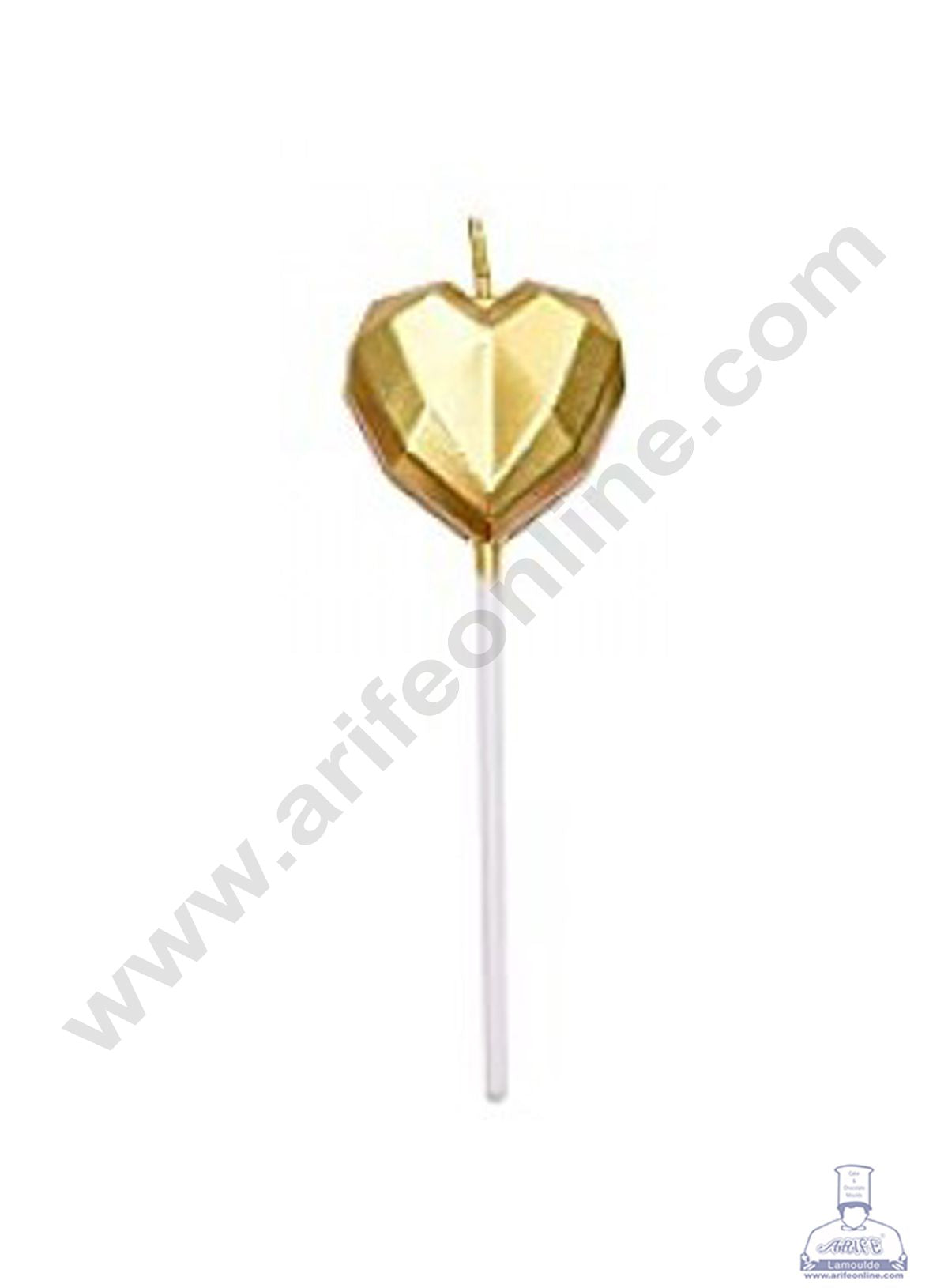 Cake Decor Heart Theme Candle for Party Decoration for Cake and Cupcake - Gold - Set of 1 Pc