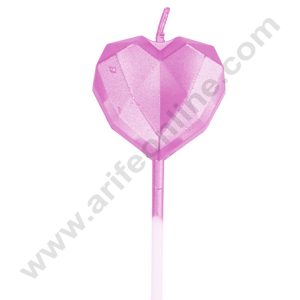 Cake Decor Heart Theme Candle for Party Decoration for Cake and Cupcake - Pink - Set of 1 Pc