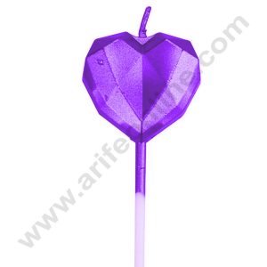 Cake Decor Heart Theme Candle for Party Decoration for Cake and Cupcake - Purple - Set of 1 Pc