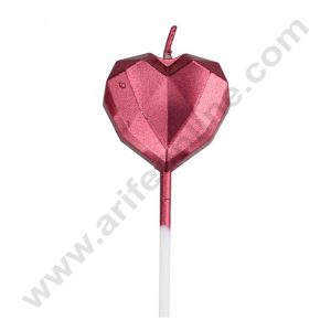 Cake Decor Heart Theme Candle for Party Decoration for Cake and Cupcake - Red - Set of 1 Pc