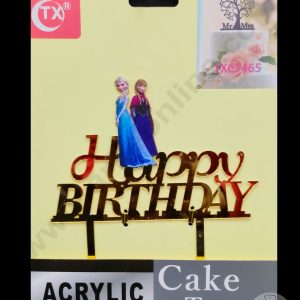 Cake Decor Imported Mirror Acrylic Cake Topper - Happy Birthday Anna Elsa (SBMT-5035)