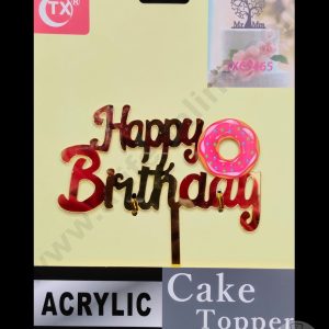 Cake Decor Imported Mirror Acrylic Cake Topper - Happy Birthday Donuts (SBMT-5034)