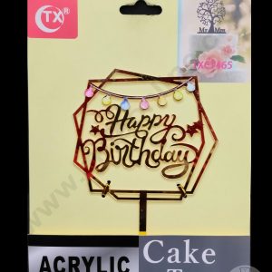 Cake Decor Imported Mirror Acrylic Cake Topper - Happy Birthday Lights (SBMT-5030)
