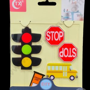 Cake Decor Imported Mirror Acrylic Cake and Cupcake Topper - 5 pcs Happy Birthday Traffic Signals Theme (SBMT-5044)