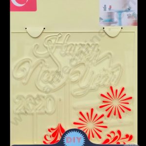 Cake Decor Imported Mirror Acrylic Cake and Cupcake Topper - 6 pcs Happy New Year Theme (SBMT-5045)