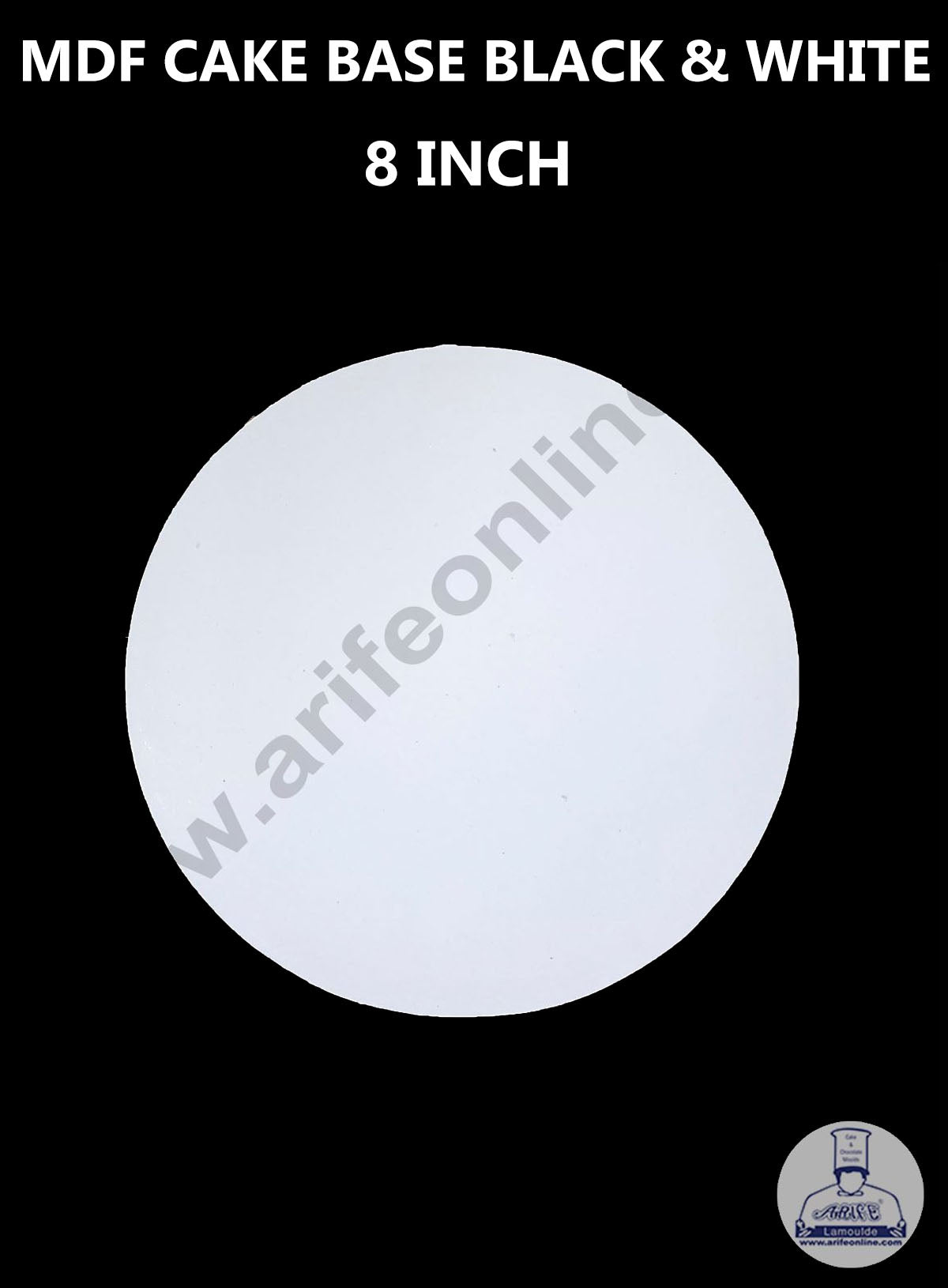 Cake Decor MDF Cake Base 10 Pieces Round - Black and White Color - 8 inch