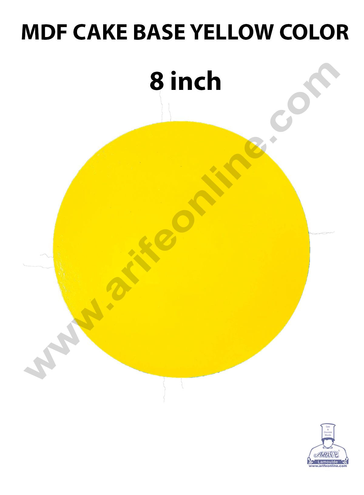 Cake Decor MDF Cake Base 10 Pieces Round - Yellow Color - 8 inch
