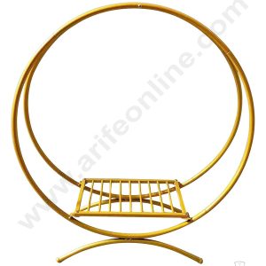 Cake Decor Metal Twin Hoop Cake Stand With Square Base - Gold